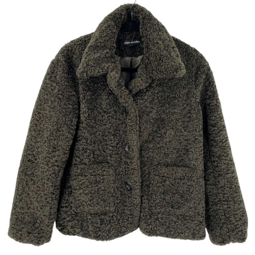 CATHERINE MALANDRINO - FUZZY COAT - FOREST GREEN